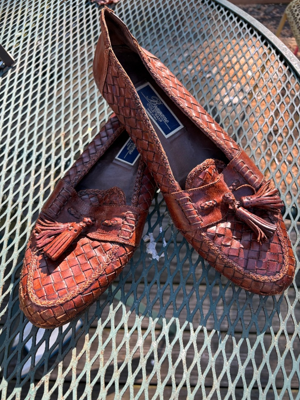 Bragano Cole Haan Woven Leather Tassel Loafers Sz 12 - Made in Italy